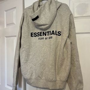 NEW fear of god essentials hoodie large in light oatmeal